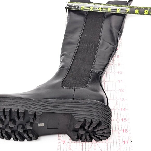 Azalea Wang Women Sue Black Vegan Leather Platform Party Fashion Boots sz 8.5 - Picture 9 of 9